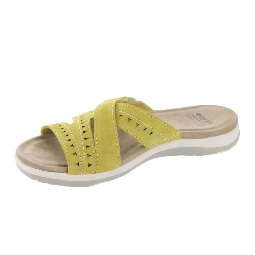 Earth Womens 8 M Yellow Suella Leather Flat Slip On Sandals NIB TA2